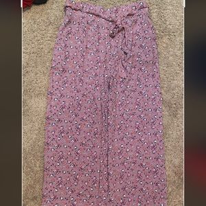 Wide leg floral high waisted pants